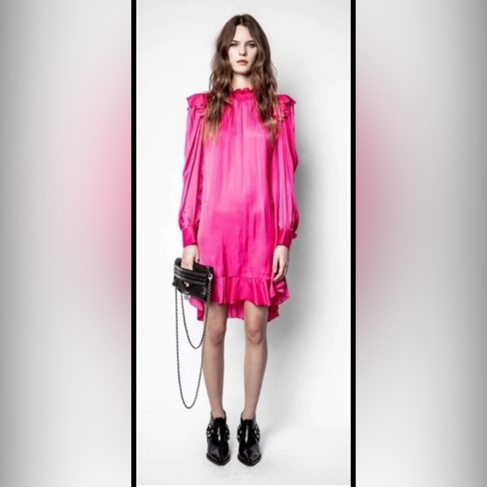 Zadig & Voltaire Pink Ruffled Bishop Sleeve Dress
